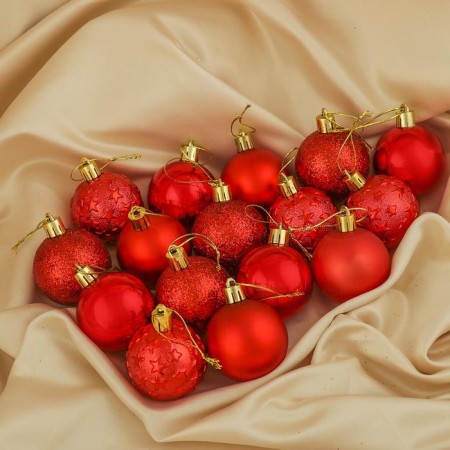 Set of balls plastic D-5 cm, 16 pcs "Star Night" red
