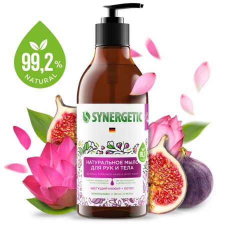 Synergetic liquid soap "Blooming figs and lotus", for hands and body, 380 ml