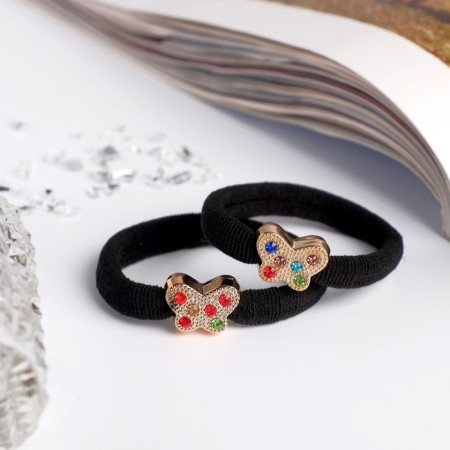 Hair gum "Color Fairy Tale" (set 2 pcs) butterfly, 4.5 cm-1