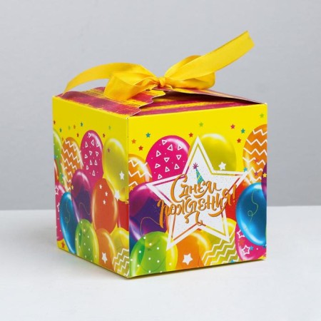 Gift folding box, packaging, "Happy Birthday", 12 x 12 x 12 cm-1
