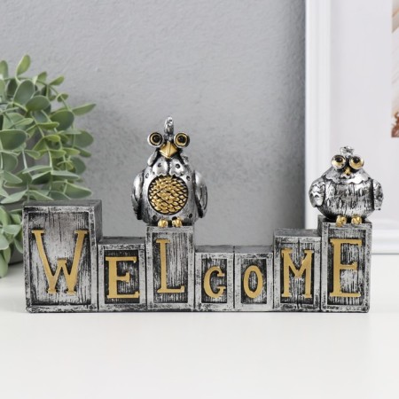 Polystone souvenir "Two birds on cubes. Welcome" 3x20.3x12 cm