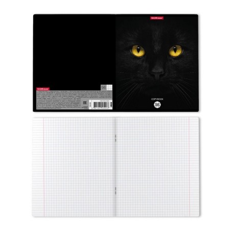 Notebook A5 96 sheets in a cage, Erichkrause "Cats", covered Cardboard, matte lamination, selective UV-LK, OFSET 100% White, MIX (1 species in Spike)-12