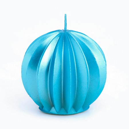 Figure candle "Faced ball", 6.5x6.5 cm, turquoise-1