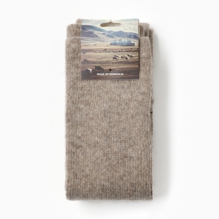 New Year. Women's stockings from the Mongol wool "deer" Beige-gray color, river 36-42-2