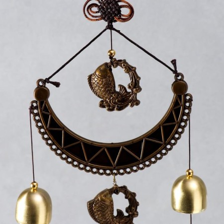 Wind music metal, plastic "Carp and necklace" 5 bells 64 cm-1