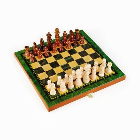 Hand chess wooden, 30 x 30 cm, "malachite" King H-8 cm, pawns-3.5 cm-1