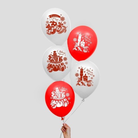 Air ball 12 "New Year", New Year's set 5 pcs, mix-1