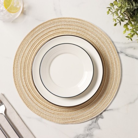 Serving napkin on the table "Duo", d = 30 cm, beige color-1