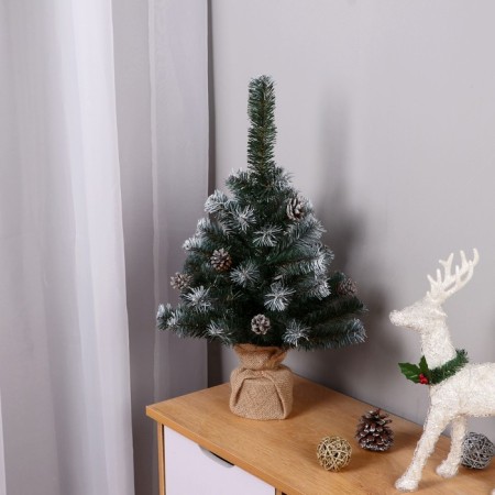 Fir tree artificial desktop "Classic snow -white" bump silver 55 cm