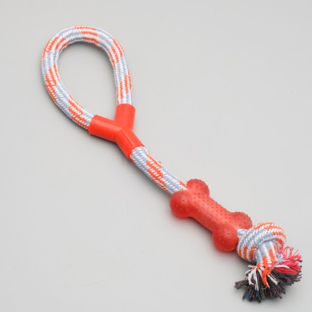 A training cable toy with a bone, up to 120 g, up to 40 cm, mix of flowers-2
