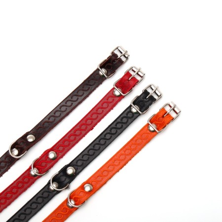 Collar of a single-layer leather unsyted, 1.2 cm, Osh 20-26 cm, mix of colors and types-7