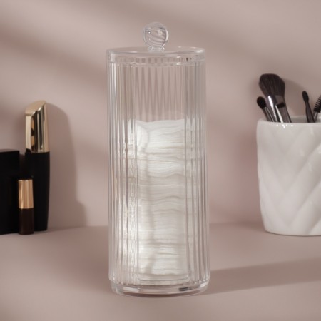 Organizer for cotton pads, with a lid, d = 7.5 × 19.5 cm, the color is transparent-2