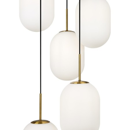 Suspended lamp Freya FR1012PL-05BS Sharlot, 490x490x3440 mm, E14, 5x40W, brass color-3