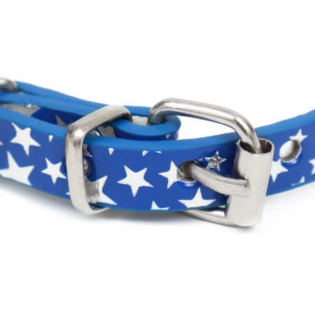 Collar "stars", 31 x 1 cm, artificial leather, mix of flowers-2