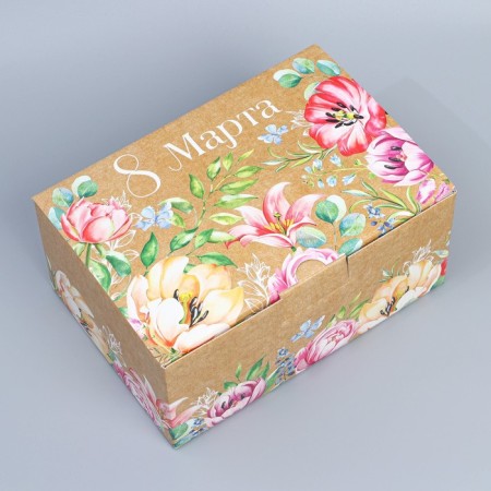 Box Gift team, packaging, “Happy Women's Day”, March 8, 22 x 15 x 10 cm-1