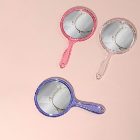 Mirror with a handle, bilateral, with an increase, D mirror surface 10 cm, color mix-2