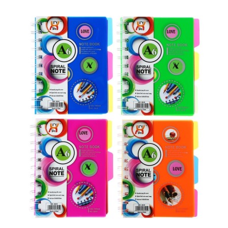Notepad on the crest A6, 100 sheets, line, plastic cover, with dividers, assorted mix
