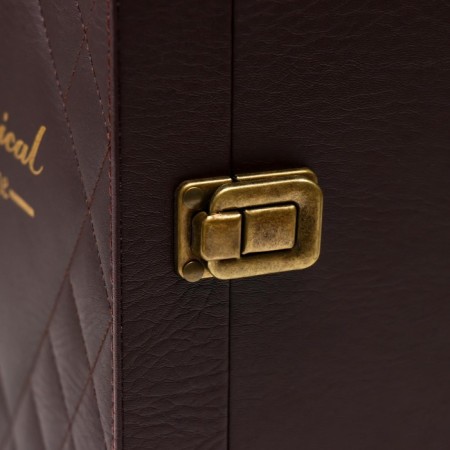 Casket Wood, leatherette for 2 bottles "Twisted cage" 4 items 34.5x19.5x12 cm-12