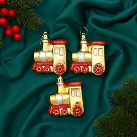 Jewelry decoration "Steam" (set of 3 pcs) 6.5x7 cm, gold
