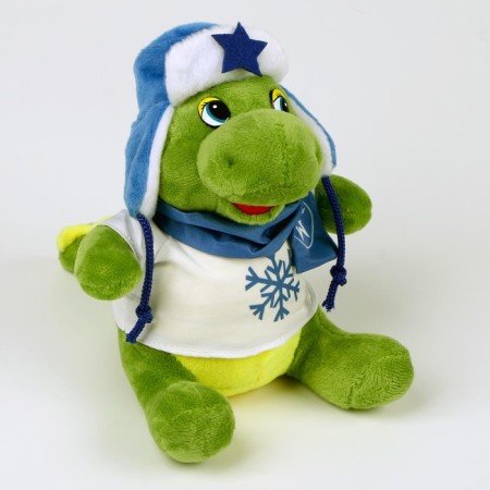 Soft toy "Dragon", in a sweater with a snowflake, 17 cm, green color