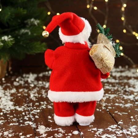 Santa Claus "in a patterned vest, with gifts" moves, with a backlight, 24 cm, red-2