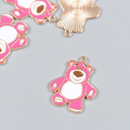 Decor for creativity metal, enamel "Pink Bear" gold 2.2x2.7 cm