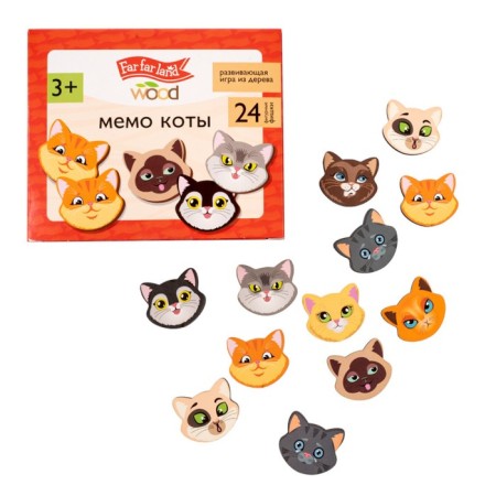 Game table memo "cats" Far form Land Wood (24 chips in a box)-3