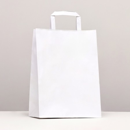 Craft package without printing, white, flat handle 22 x 12 x 29 cm