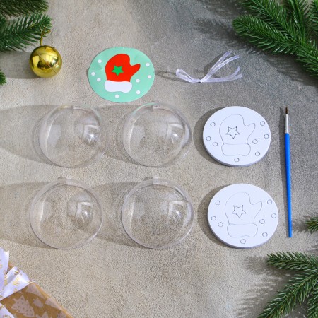 Christmas tree decoration for coloring "mittens" size: 8 cm; 2 pcs., Brush-6