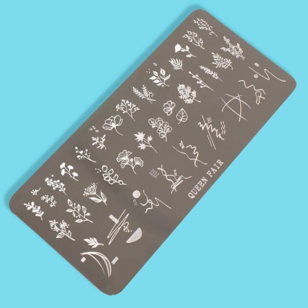 Stamping disk Metal "flowers and leaflets", 12 × 6 cm-2