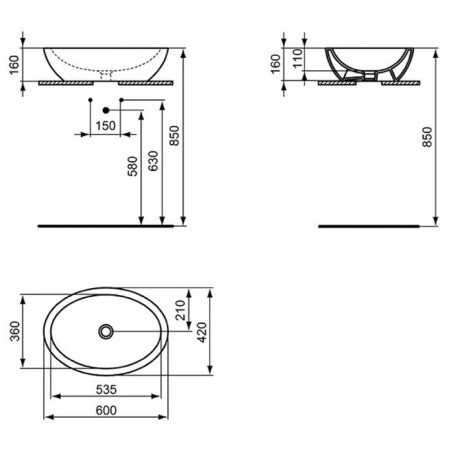 Sink Ideal Standard Strada K078401, 60x42 cm, oval-8
