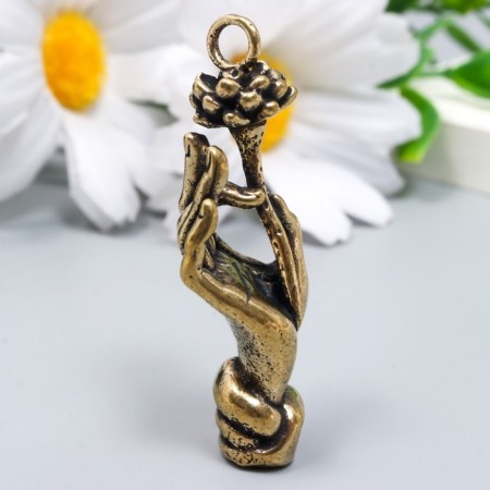 Souvenir brass "Hand with lotus" 4.5x1.5 cm-1