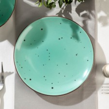 Тарелка фарфоровая плоская DOTS menta, d=16,5 см, цвет бирюзовый