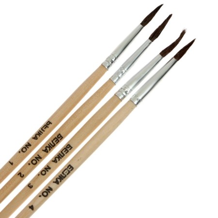 Set of brushes protein round 4 pieces (No. 1,2,3,4) with wooden handles on a blister-7