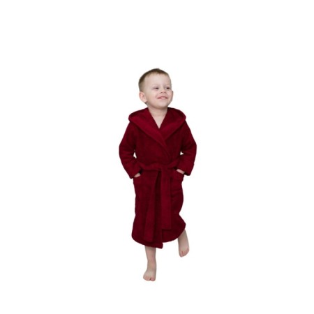 Children's robe with a hood, size 38, burgundy color-3