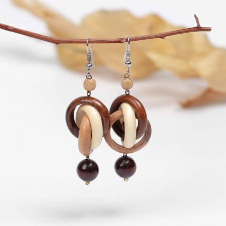 Handmade earrings, wooden "shells", white color