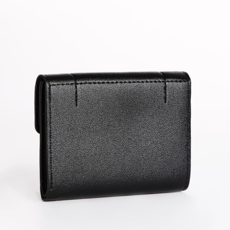 Women's wallet on the button, black color-1