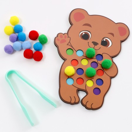 Different sorter "Bear" with pompons and tweezers, 15 x 21 cm-5