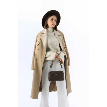 Bag-Baget on the zipper David Jones, 2 external pockets, brown color-3