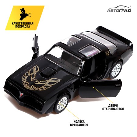 Metal machine Pontiac Firebird, 1:32, doors, inertia, black color open-2