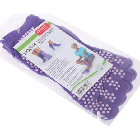 Socks for yoga bradex, anti -slip, closed, purple-5