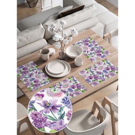 A set of napkins for setting the Flower Art Table, rectangular, rounded edges, size 30x46 cm, 4 pcs-1