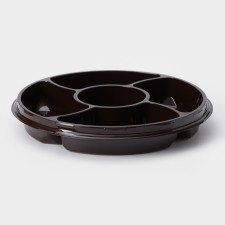 Menzhitsa is disposable plastic, d = 26 × 4.2 cm, 5 sections, bottom, round, 110 pcs/pc, brown color