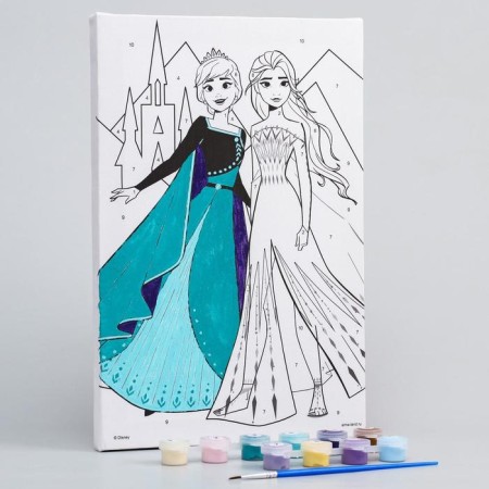 Picture on numbers for children "Anna and Elsa" 20x30 cm, cold heart-5