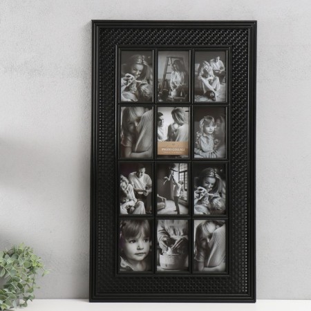 Photo frame plastic in 12 photos 9x13 cm "braid" black 43x73.5 cm