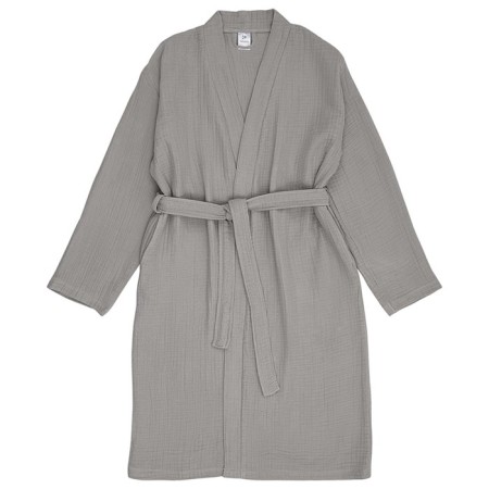 Essential bathrobe, multilayer muslin, size S, color gray color-5