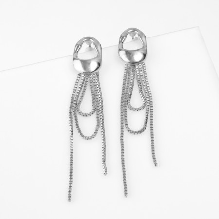 Earrings Metal "Modern" Future, Color Silver-1