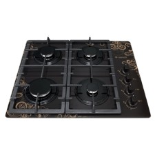 Варочная поверхность Gefest 2230 К19, газовая, 4 конфорки, чёрная с рисунком