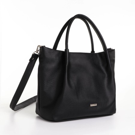 The bag is female, medium size, long belt, black color-2