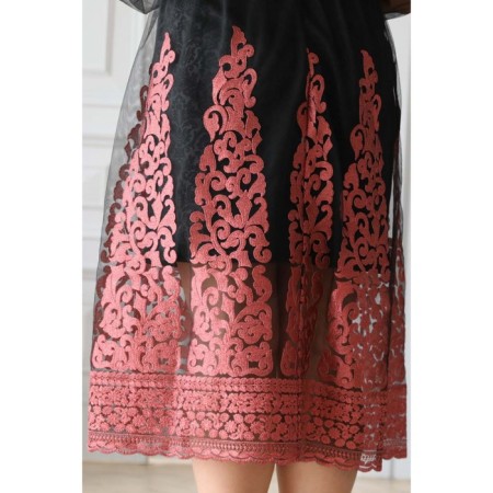 Female dress, size 58, black color, pink-1